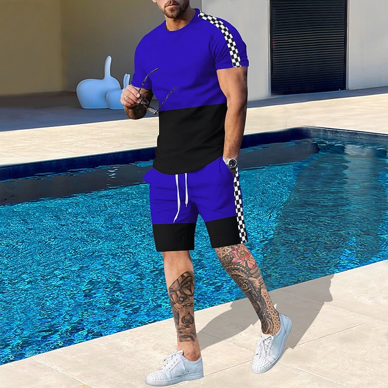 طقم رجالي من قطعتين بنمط ملون، - مراجعة Outdoor Sport Leisure وسعره